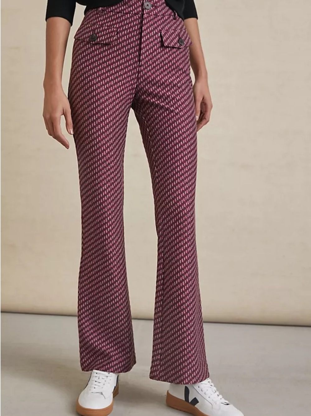 Anthropologie The Essential Slim Flare Pants Size 2 Boho Pattern